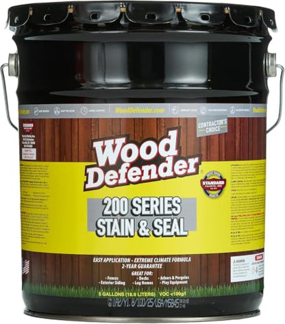 Wood Defender 200 Series Stain and Seal, Sable Brown, 5-Gallon - color: Sable Brown, size: 5 Gallon