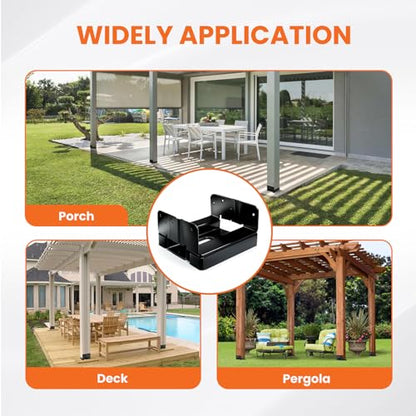 6PCS 6x6 Post Base for Concrete Heavy Duty Black E-Coated - color: Black, size: 6X6