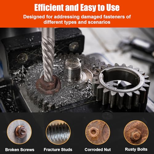 10-Piece Screw Extractor Left-Hand Drill Bit Set Spiral Flutes