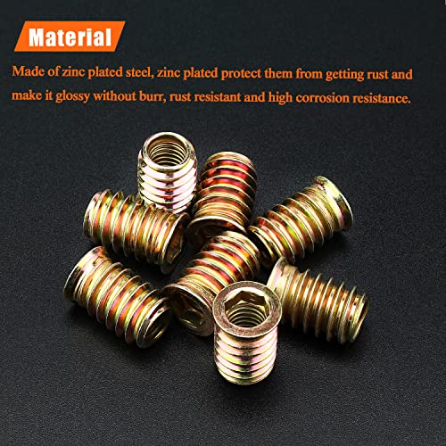 5/16-18 Threaded Inserts, Wood Inserts, Steel Threaded Inserts for Wood Furniture Screw, HELIFOUNER 30 Pieces 5/16”-18 x 20mm Threaded Inserts with Hex Wrench for Wood Furniture - size: 5/16"-18 x 20mm