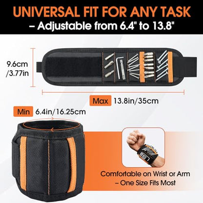 Magnetic Wristband Tool Holder, 15 Magnets for Screws, Nails and Drill Bits