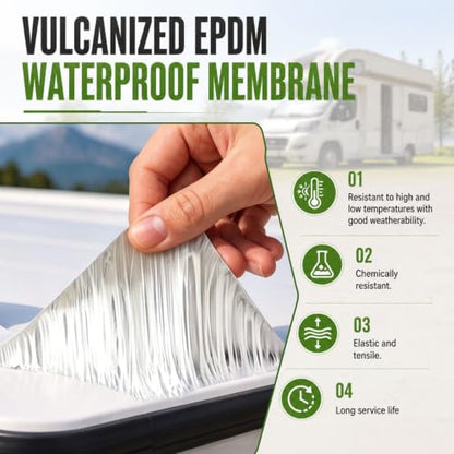 Pushglossy 6" x 25ft Epdm Rubber Roofing Seam Butyl Tape 50 Mil, White - color: White, size: 6 Inch X 25 Feet