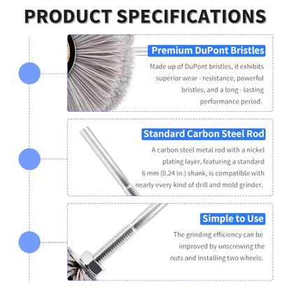 2pcs Nylon Wheel Brush, 800 Grit, 6mm Shank - style: 2Pcs 800#