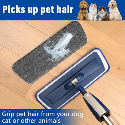 16.5" Microfiber Mop Pads Refills, 4 Pack Reusable Replacement Heads - color: 16"bluegrey*4