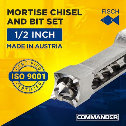 Mortise Bits Chisel Set - Square Hole Drill - 1/2" Dia x 5/8" x 7-1/4" OAL - size: 1/2 in