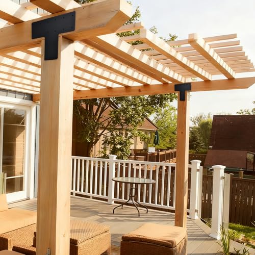 T Post Bracket for 6x6 Lumber, 16" x 12" Heavy Duty Steel Mending Plate, Pergola T Beam Truss Bracket, Post to Beam Connectors, Thickness 1/8" (3mm) - size: 16" x 12"
