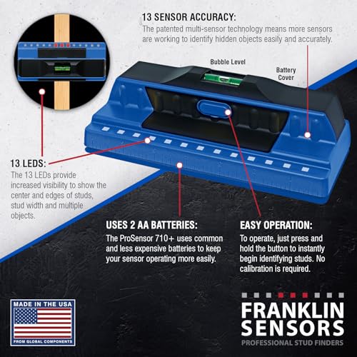 Franklin Sensors ProSensor 710+ 13-Sensor Stud Finder Wall Scanner, Blue - color: Blue