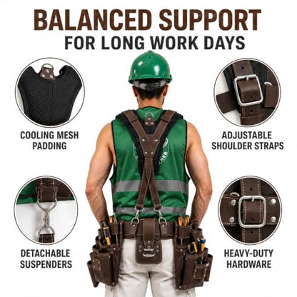 Carpenter Tool Belt with 21 Pocket Tool Pouches | dark brown - color: Dark Brown