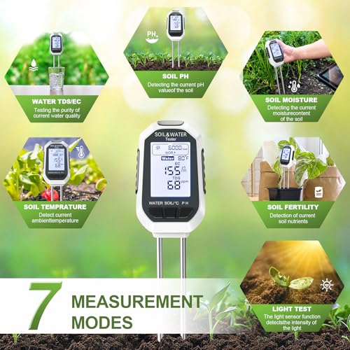 Moisture Meter for Plants,7-in-1 Digital Soil Tester Kit