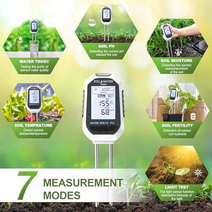 Moisture Meter for Plants,7-in-1 Digital Soil Tester Kit