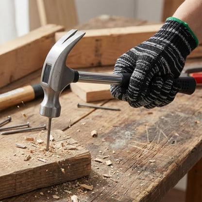 6 Pcs Pry Bar Set, 8 oz Claw Hammer, 10" Paw Nail Puller, 7" and 9" Flat Claw Pry Bars, 8 Inch End Cutting Pliers with Gloves, Utility Bar Set for Baseboard, Floor, Nails Removal