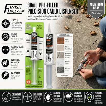 30mL Pre-Filled Precision Caulk Applicator Gray 5-Pack - color: Aluminum Gray