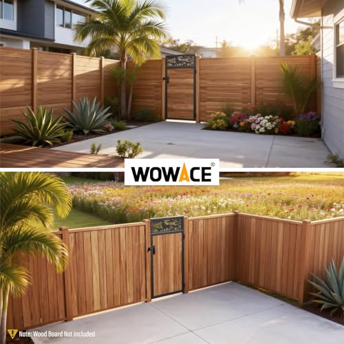 3x6FT Fence Gate Frame Kit 201 Stainless Steel Heavy Duty Garden Gates Anti-Sag Backyard Front Gate Reinforcement Hardware, Left/Right Mount (No Wood Planks Included) - color: W3xH6ft-Lion