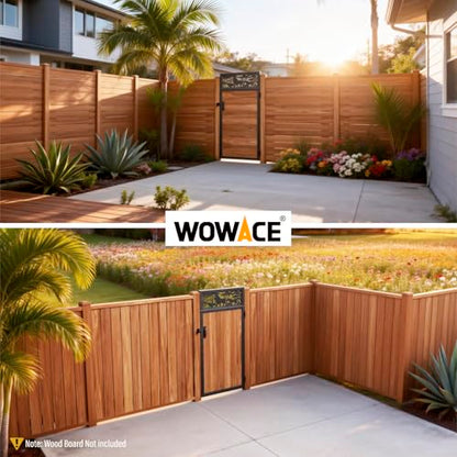 3x6FT Fence Gate Frame Kit 201 Stainless Steel Heavy Duty Garden Gates Anti-Sag Backyard Front Gate Reinforcement Hardware, Left/Right Mount (No Wood Planks Included) - color: W3xH6ft-Lion