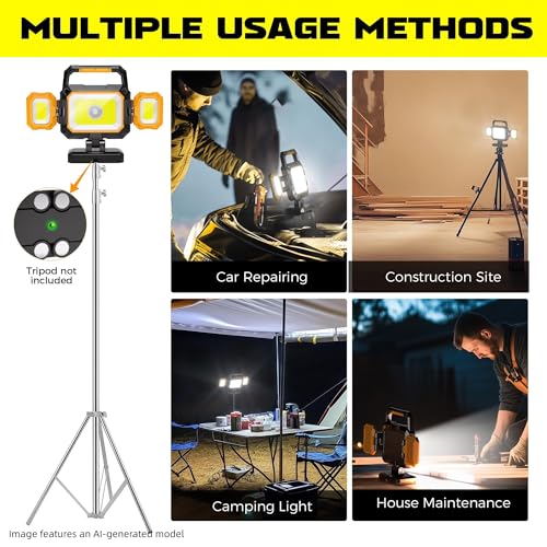 YZONI 4000LM Rechargeable LED Work Light, Magnetic Portable Shop Light