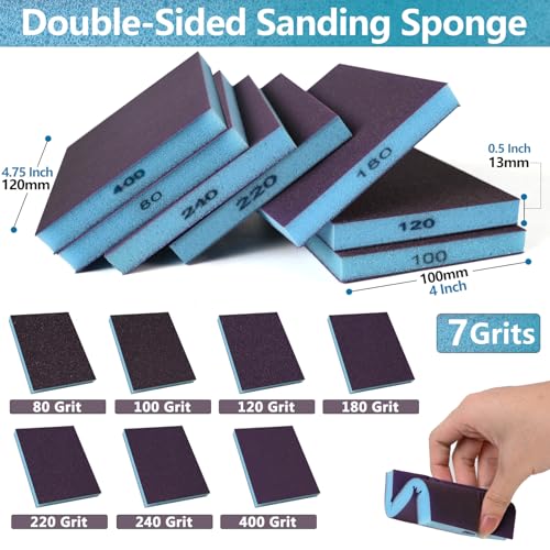 18 Pack Wet Dry Sanding Sponge Set, 80 Grit Foam Blocks Sandpaper - style: 80 Grit