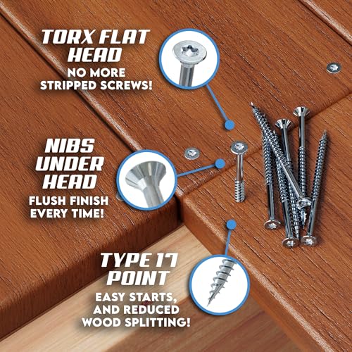 Allen's Trading Co. #10 x 3 Inch 316 Stainless Steel Screws Marine Grade (100 Pack, T25 Star) | Stainless Steel Wood Screws w/Driver Bit | High Corrosion Resistance for Coastal Construction - size: 10 x 3 Inch