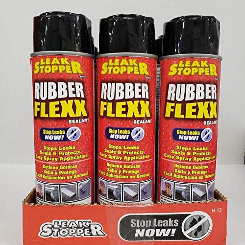 Leak Stopper Rubber Flexx – Waterproof Repair & Sealant Spray - Point & Spray to Seal Cracks, Holes, Leaks, Corrosion & More | Black – 1 Bottle 18oz