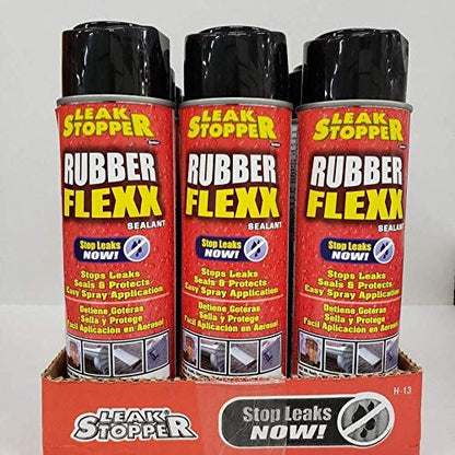 Leak Stopper Rubber Flexx – Waterproof Repair & Sealant Spray - Point & Spray to Seal Cracks, Holes, Leaks, Corrosion & More | Black – 1 Bottle 18oz