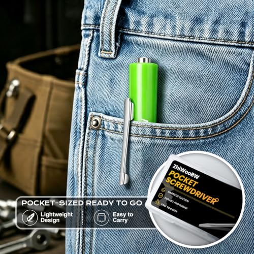 12 Pcs Green Pocket Screwdriver Magnetic Mini Slotted Flathead - color: Green