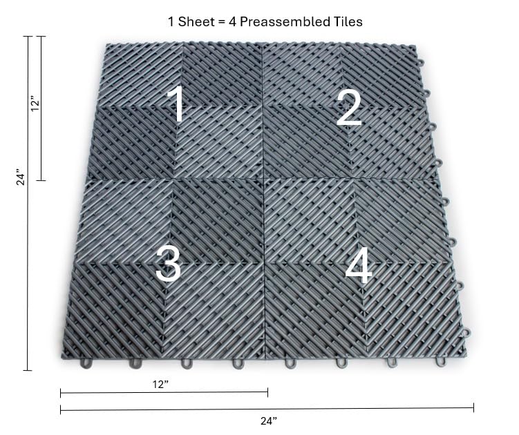 SnapLock RaceDeck Free-Flow 12"x12" Garage Tiles, 48pk, Graphite - color: Graphite, size: 48 Pack