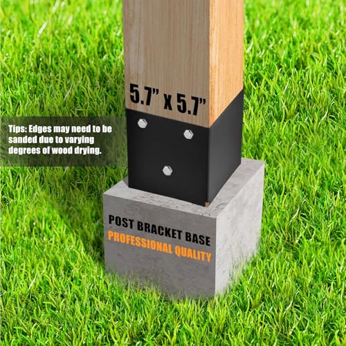 6 Pack 6x6 Metal Post Base Holder Bracket for Concrete Deck (Black) - size: 6IN, style: 6Pcs