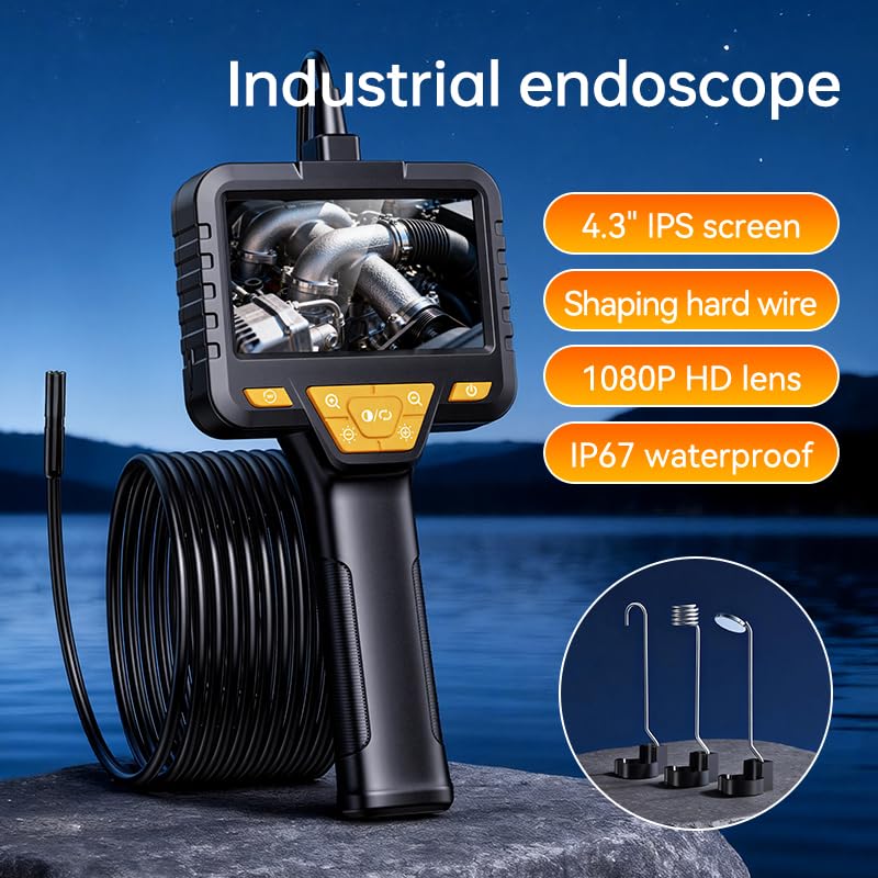 Endoscope Camera with Light, 4.3" 1080P HD, 16.5ft