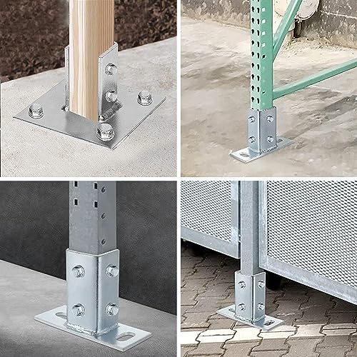 4 Hole Post Base Channel, 6" Square for All 1-5/8" Strut Channel, Side Orientation - Heavy Duty, Electro-Galvanized