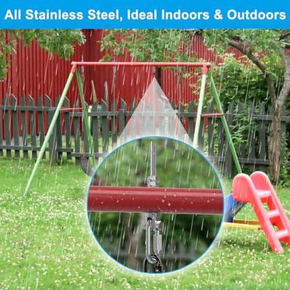 Dolibest Heavy Duty Swing Hanger, 304 Stainless Steel Swing Bolts w/Quick-Connect Carabiner, Swing Hook w/Dual-Screw Locking for Hammock, Yoga Swing, Porch Swing for Wood/Metal Beam-(M10X7'')-1500LB - color: M10X7''-4PCS
