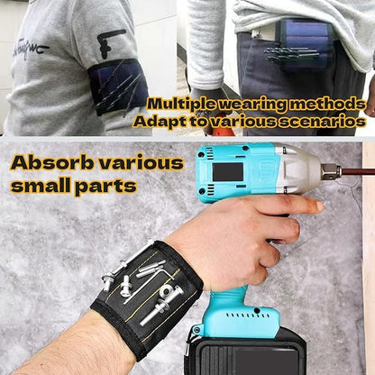 FUPUALL;Magnetic Wristband for Tools, 15 Magnets, Suitable for Screws, Wrenches, Screwdriver Bits, (2)