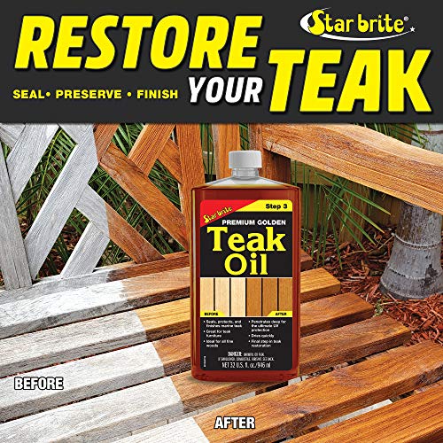 Star brite Premium Golden Teak Oil - Sealer, Preserver, & Finish for Outdoor Teak & Other Fine Woods, 32 oz - style: 32 Ounce