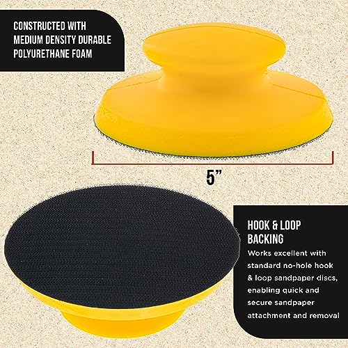 Dura-Gold Pro Series 5" Round-Shaped Hand Sanding Block Pad for Hook & Loop
