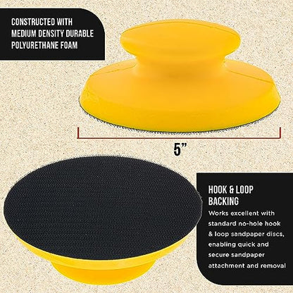 Dura-Gold Pro Series 5" Round-Shaped Hand Sanding Block Pad for Hook & Loop