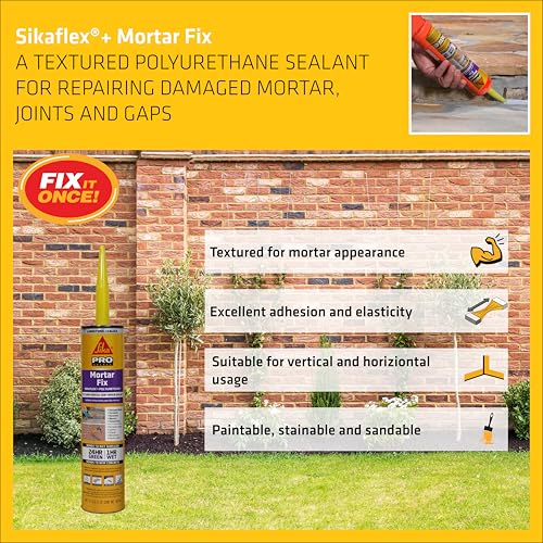 Sikaflex Mortar Fix, Limestone, Polyurethane sealant for Repairing Damaged Mortar, Joints and Gaps. Sealing Mortar Cracks 10.1 fl. oz Cartridge (Pack of 1) - size: 10.1 Fl Oz (Pack of 1)