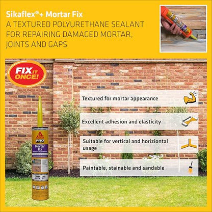 Sikaflex Mortar Fix, Limestone, Polyurethane sealant for Repairing Damaged Mortar, Joints and Gaps. Sealing Mortar Cracks 10.1 fl. oz Cartridge (Pack of 1) - size: 10.1 Fl Oz (Pack of 1)