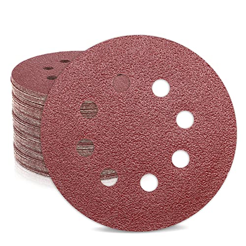 ZEHIQ 5 Inch 40 Grit Sanding Discs, 8 Hole Hook and Loop Sandpaper, 30 PCS