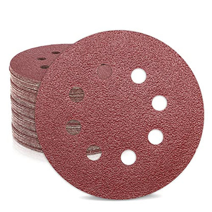 ZEHIQ 5 Inch 40 Grit Sanding Discs, 8 Hole Hook and Loop Sandpaper, 30 PCS