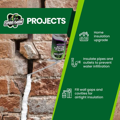 Sprayman Gaps and Cracks Filler Foam - Polyurethane Expanding Foam Sealant for Insulating Doors & Windows, Waterproof & Paintable, Straw Use - 12oz, 2 Pack - size: 2 Pack