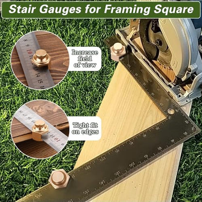 4 Pack Stair Gauge Set, Layout Tool for Framing Square, Gold - color: Gold