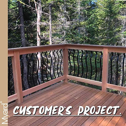 Myard 32-1/4 Inch Iron Deck Balusters, Baroque Wrought Style, Matte Black - color: Black, size: Baroque Curve 32-1/4"