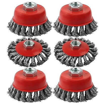 6 Pack Wire Wheels Cup Brush for 4 1/2 Angle Grinder - style: 6 Pack Wire Wheel Cup