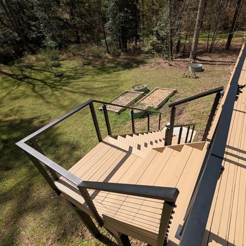36" Fascia Mount Cable Railing Post Kit,Including 4 Black Railing Posts,250ft Cable, 10 Sets Terminal, 60 Cable Grommets(No Handrail) - size: 4 Line Posts Kit