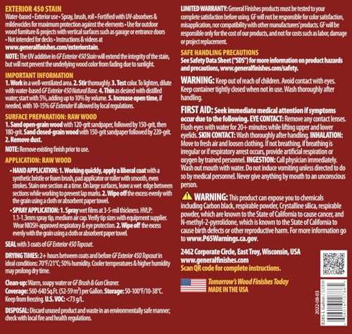 General Finishes Exterior 450 Water Based Wood Stain, 1 Gallon, Black Walnut - color: Black/Walnut, size: 1 Gallon