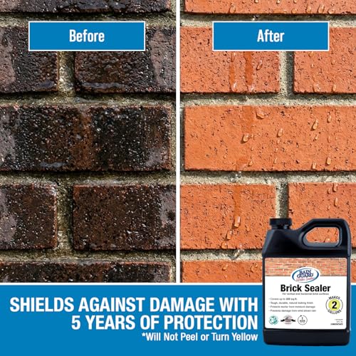 Rainguard Water Sealers Brick Sealer, Penetrating Protection Against Rain and Moisture Damage, For All Brick and Mortar Surfaces, Silane/Siloxane Waterproofer, Natural Finish, Makes 2 Gallons - style: 32 fl oz makes 2 Gallons