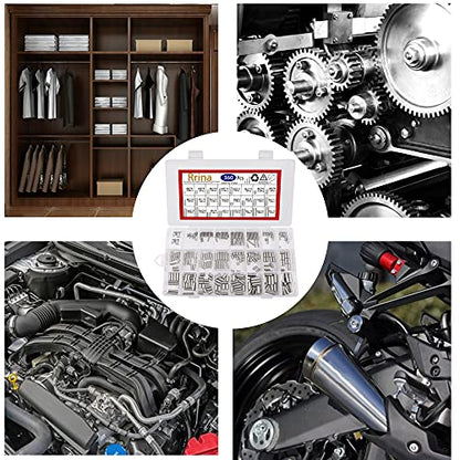 360Pcs 304 Stainless Steel Dowel Pin Shelf Support Peg Pin Rod Fasten Elements Assortment Kit, 24 Sizes M2 M3 M4 M5
