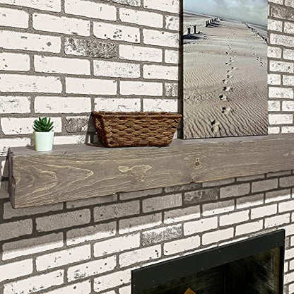 Fireplace Mantel, Rustic, Shelf, Floating Mantle, Real Wood, Beam, URBANDI (Grey, 84Lx6Hx8D) - color: Grey, size: 84Lx6Hx8D
