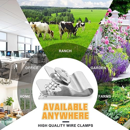 220 Pcs Fence Wire Clamps Stainless Steel Fencing Mounting Clips with 220 Pcs Stainless Steel Screws for 12-16 Gauge Welded Wire to Wood, Metal or Vinyl Fence(X220 Kit) - size: x220 Pcs
