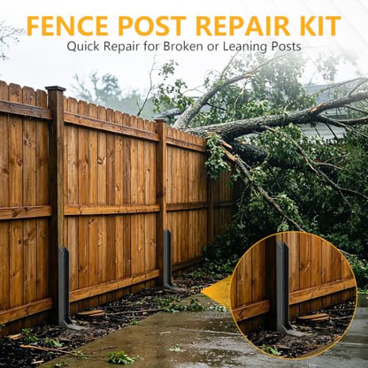 Fence Post Repair Kit – Heavy Duty Anchor for Leaning Wood Posts 1-Pack