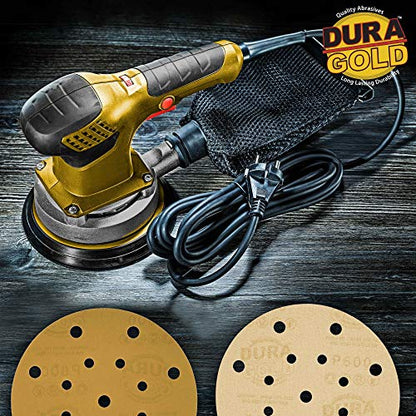 Dura-Gold 6" Gold Sanding Discs, 600 Grit, Box of 50, Hook & Loop, 17 Hole - size: 600-Grit