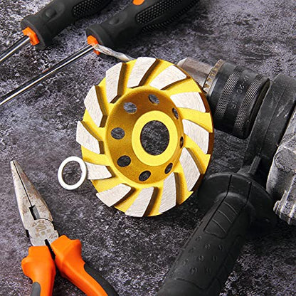 HRLORKC 4 Inch Concrete Turbo Diamond Grinding Cup Wheel 12 Segs Heavy Duty Angle Grinder Wheels for Angle Grinder - size: 4 Inch